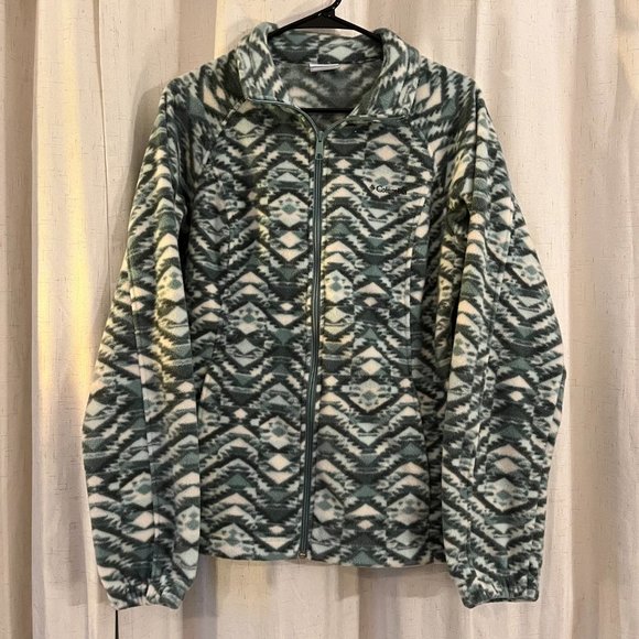 Columbia Jackets & Blazers - Columbia Fleece Jacket Large Adult Green Aztec Full Zip